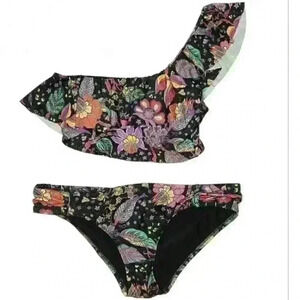 Allihop Floral Feminine Two-Piece Cute Bikini Bathing Suit Set - Women's Size M
